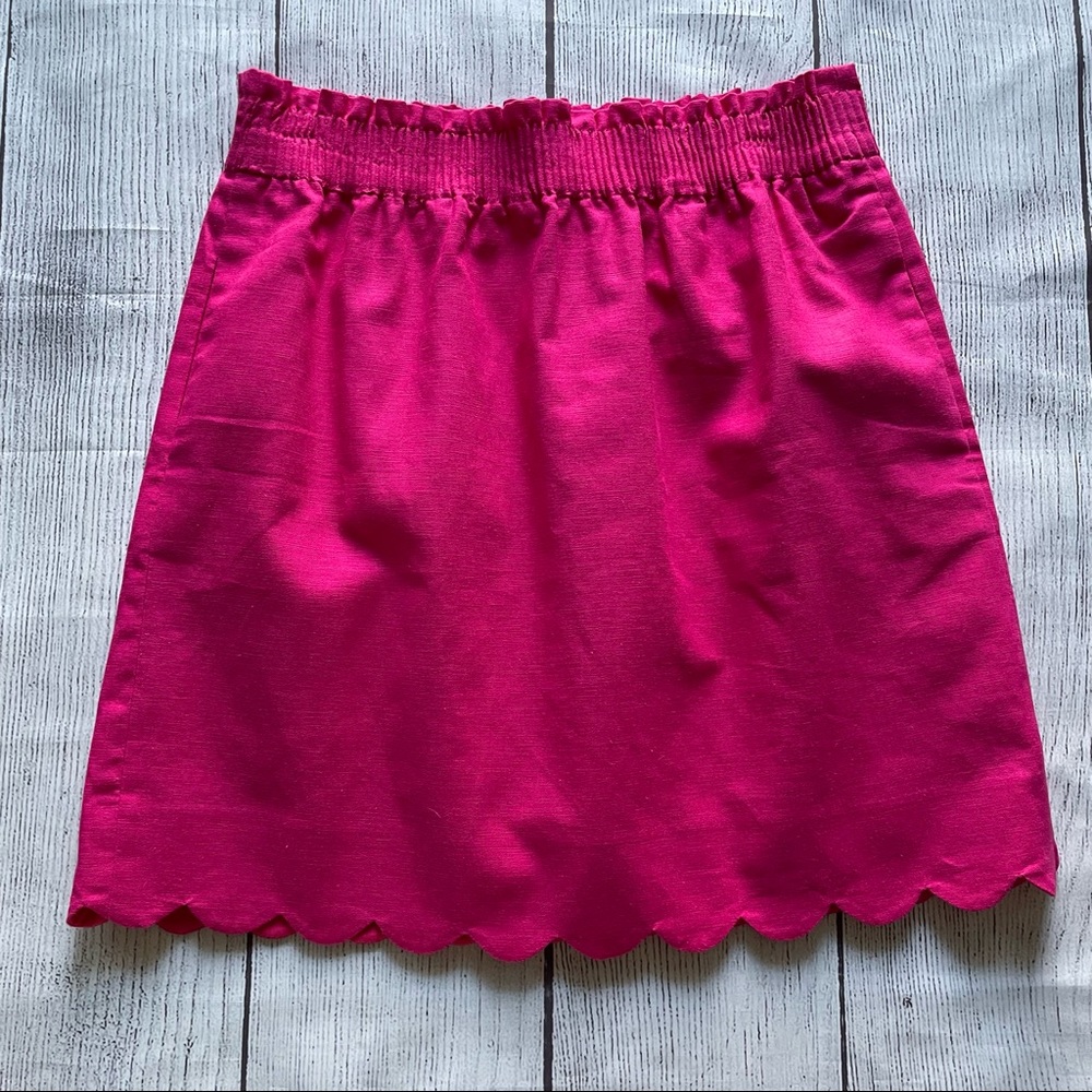 J Crew Pink Scalloped Edge Linen Skirt Size 4